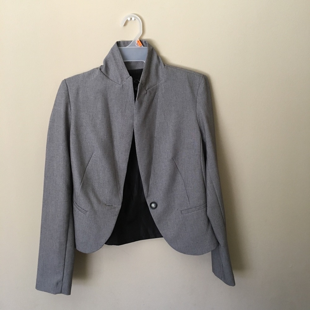 Grey One Button Blazer